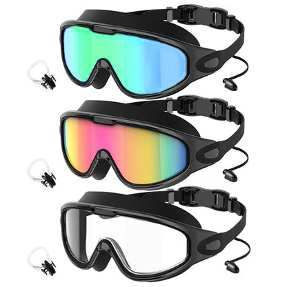 Large Frame Anti Fog Swimming Goggles With Earplugs Uses Now