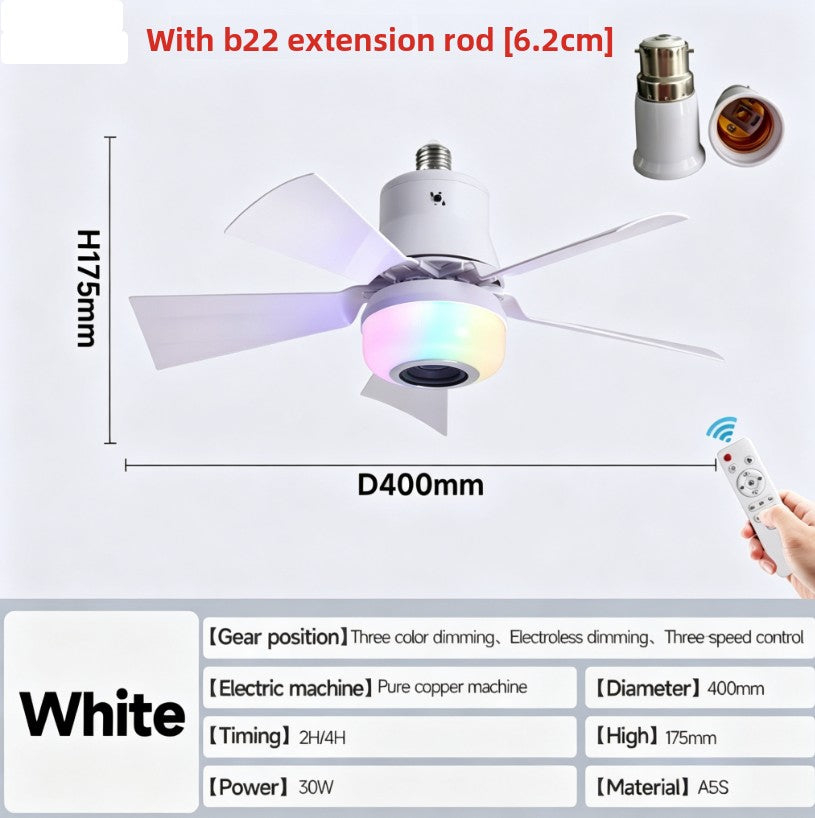 E27 Screw Ceiling Fan Lamp with Detachable Blades Remote Control