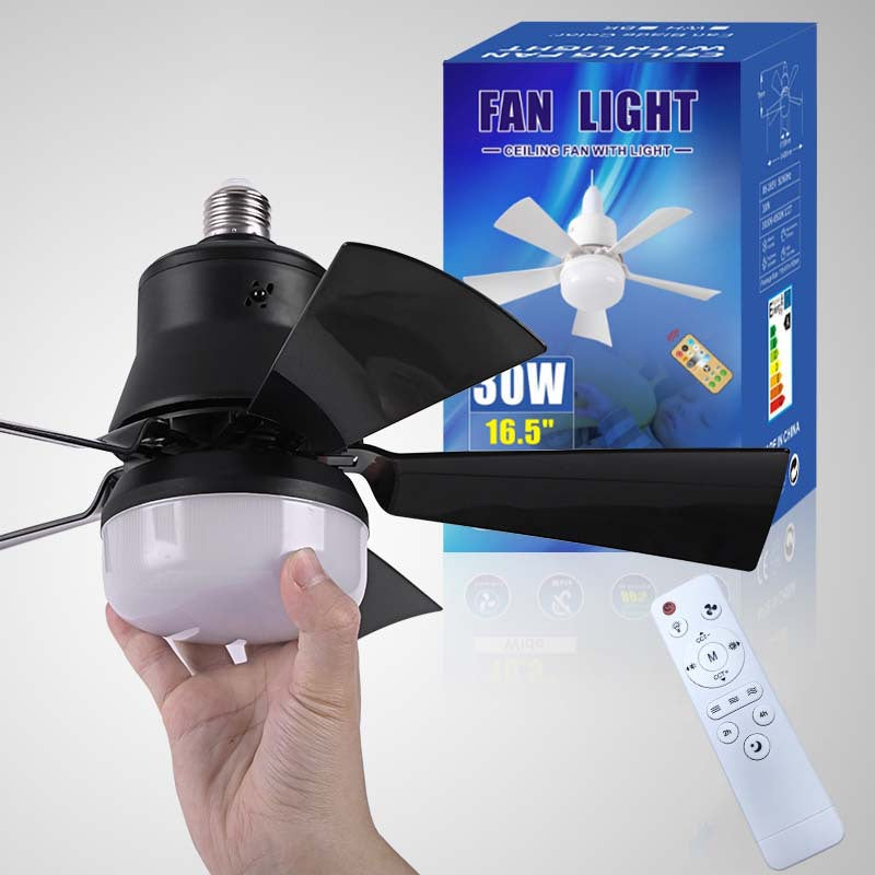E27 Screw Ceiling Fan Lamp with Detachable Blades Remote Control
