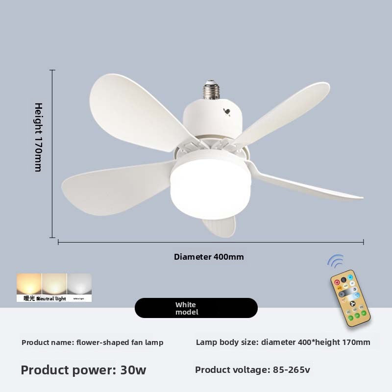 E27 Screw Ceiling Fan Lamp with Detachable Blades Remote Control