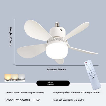 E27 Screw Ceiling Fan Lamp with Detachable Blades Remote Control