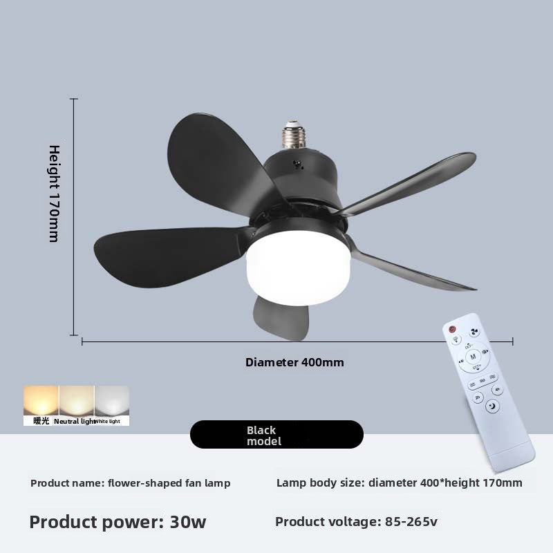 E27 Screw Ceiling Fan Lamp with Detachable Blades Remote Control