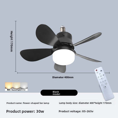 E27 Screw Ceiling Fan Lamp with Detachable Blades Remote Control