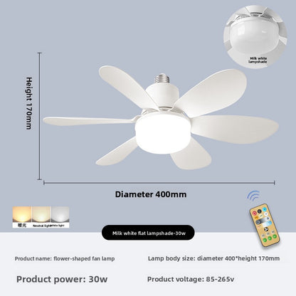 E27 Screw Ceiling Fan Lamp with Detachable Blades Remote Control