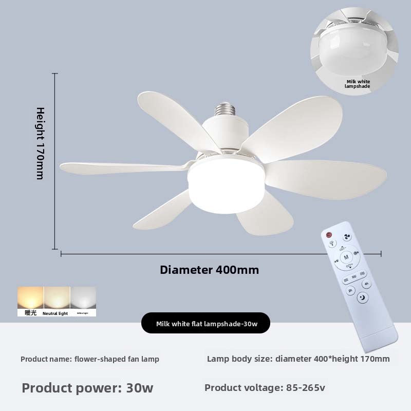 E27 Screw Ceiling Fan Lamp with Detachable Blades Remote Control