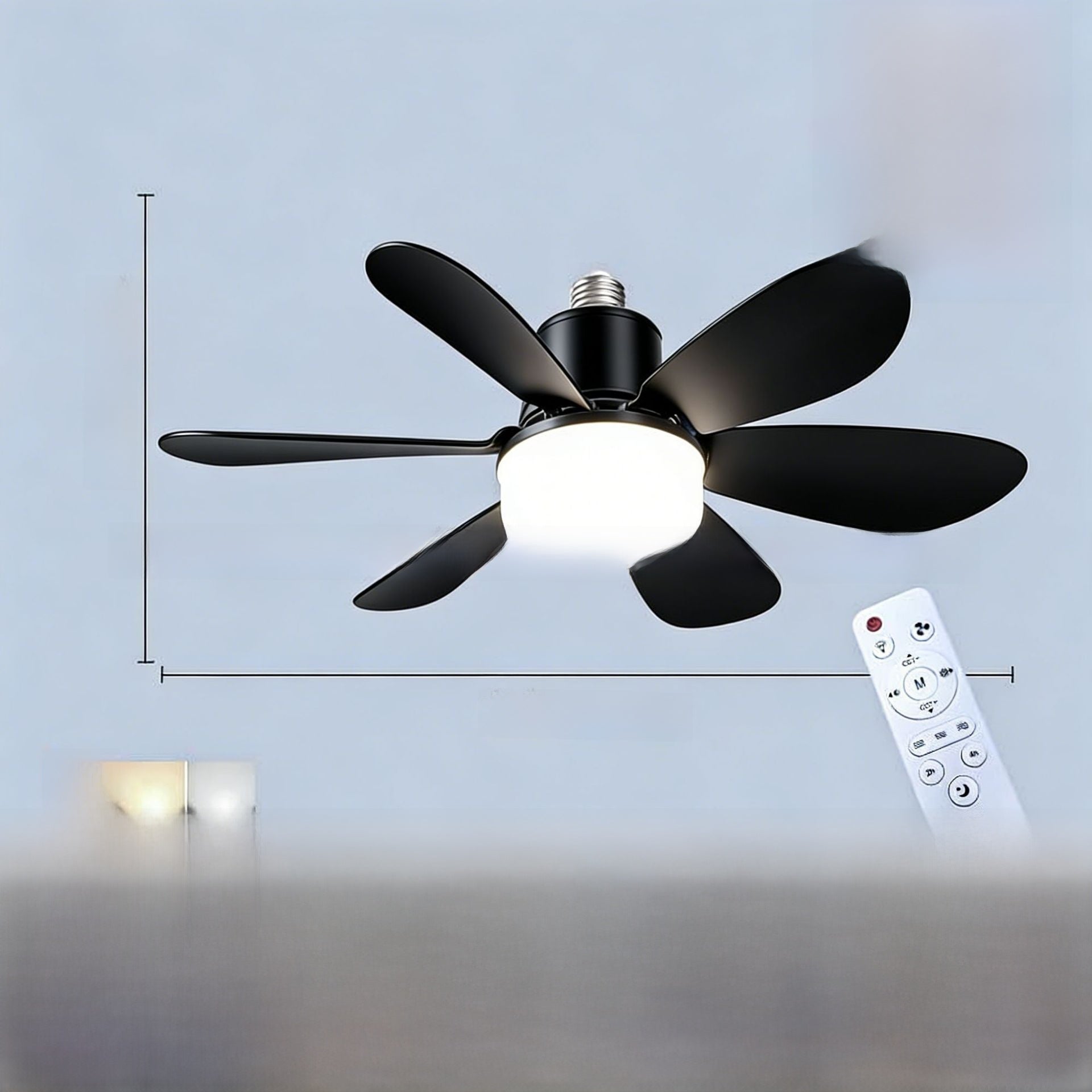 E27 Screw Ceiling Fan Lamp with Detachable Blades Remote Control