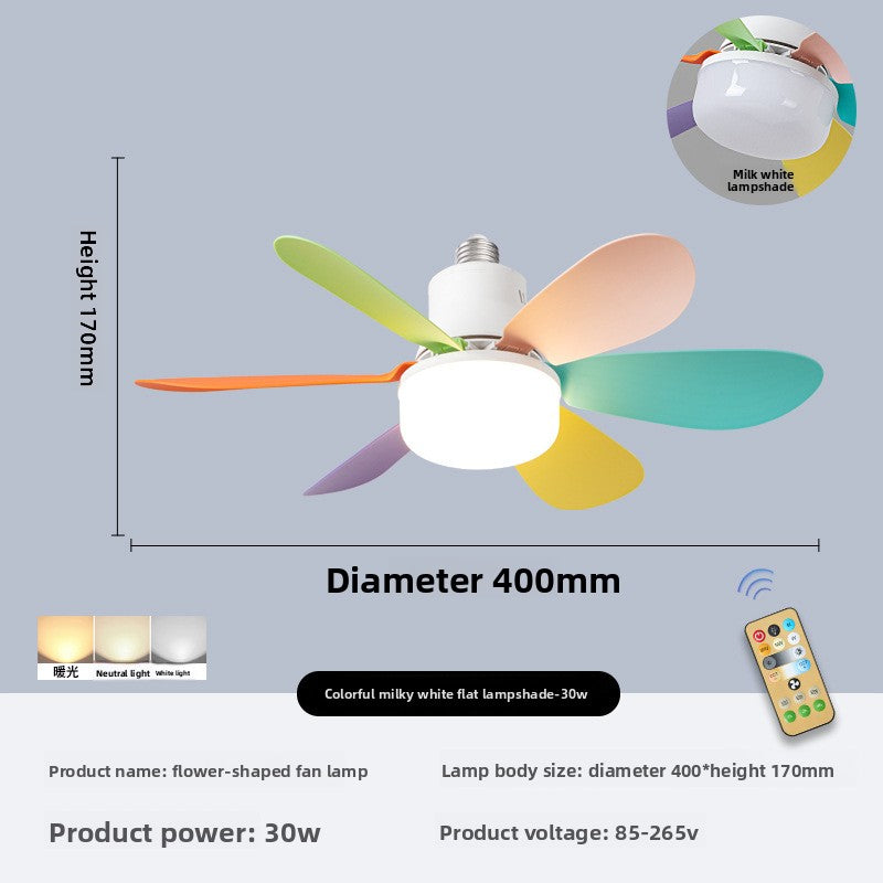 E27 Screw Ceiling Fan Lamp with Detachable Blades Remote Control