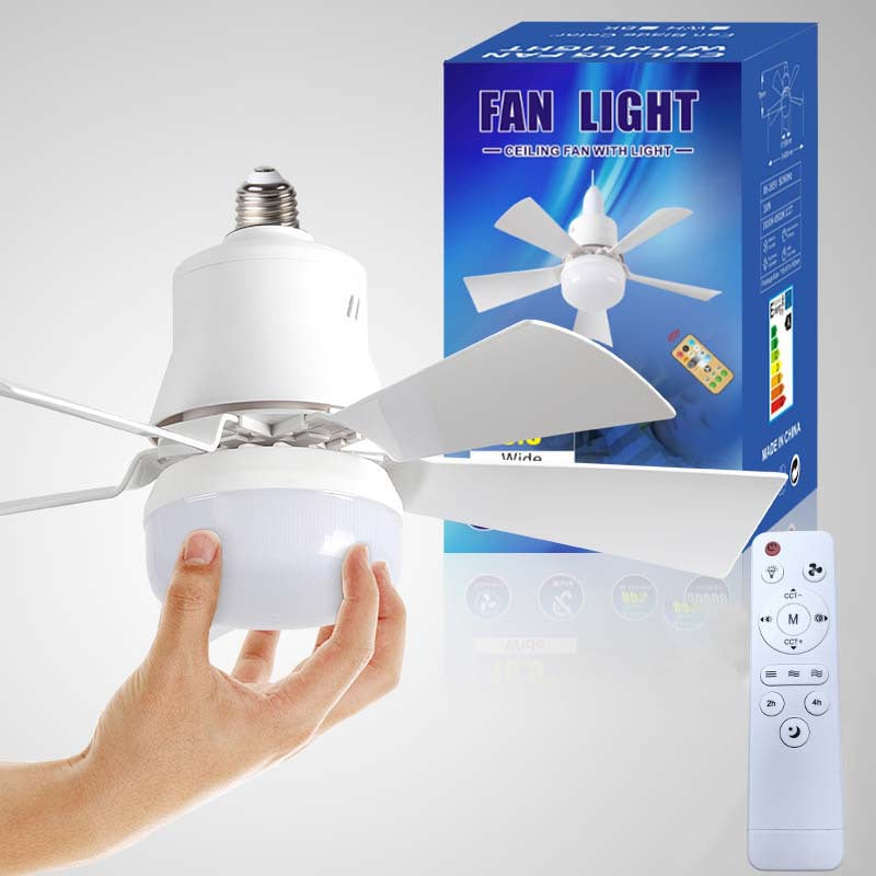 E27 Screw Ceiling Fan Lamp with Detachable Blades Remote Control