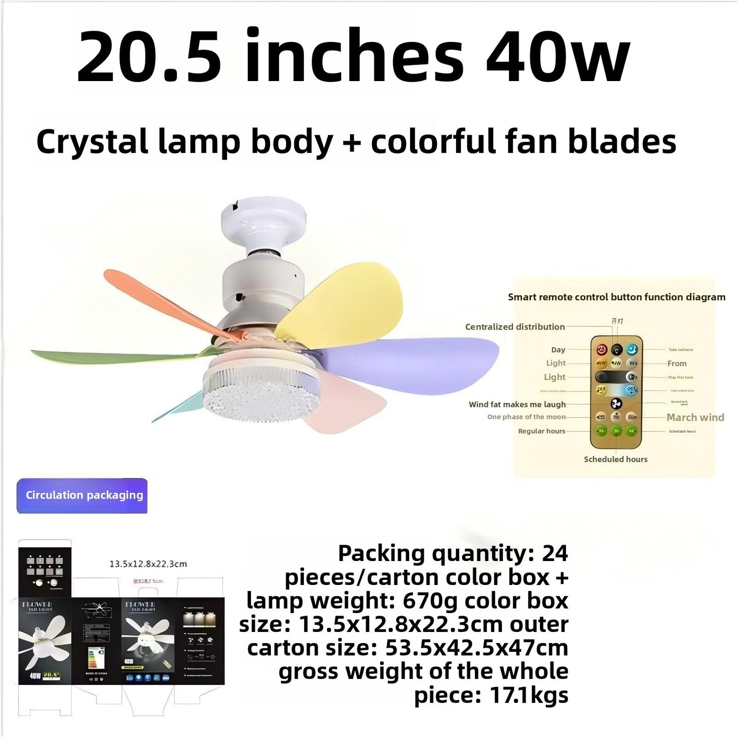 E27 Screw Mount Smart Ceiling Fan with Light