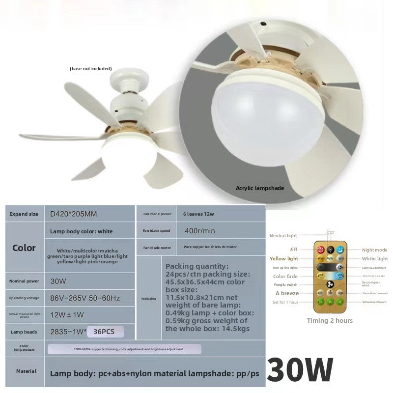 E27 Screw Mount Smart Ceiling Fan with Light