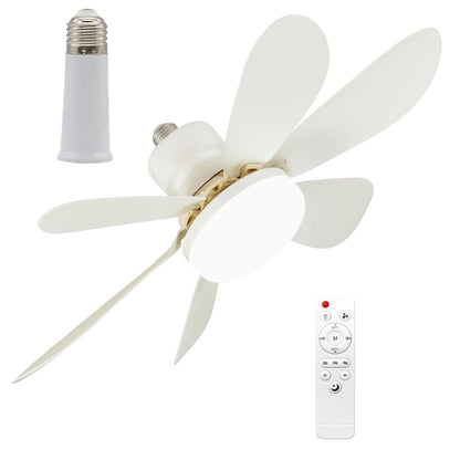 E27 Screw Silent Smart Ceiling Fan Light with Remote Control