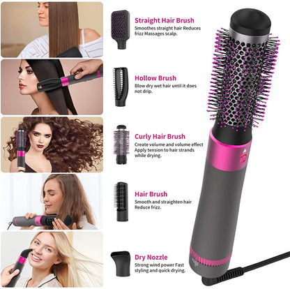 Hair Dryer Brush 5-in-1 Straightener and Automatic Curler