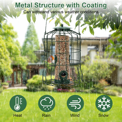 Squirrel-Proof Metal Bird Feeder with 4 Ports for Songbirds