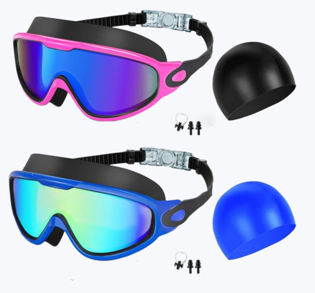 Large Frame Anti Fog Swimming Goggles With Earplugs Uses Now