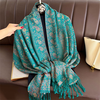 Light-luxury Jacquard Cashew Tassel Fashion Shawl for Women