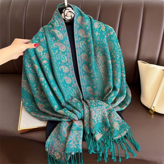 Light-luxury Jacquard Cashew Tassel Fashion Shawl for Women