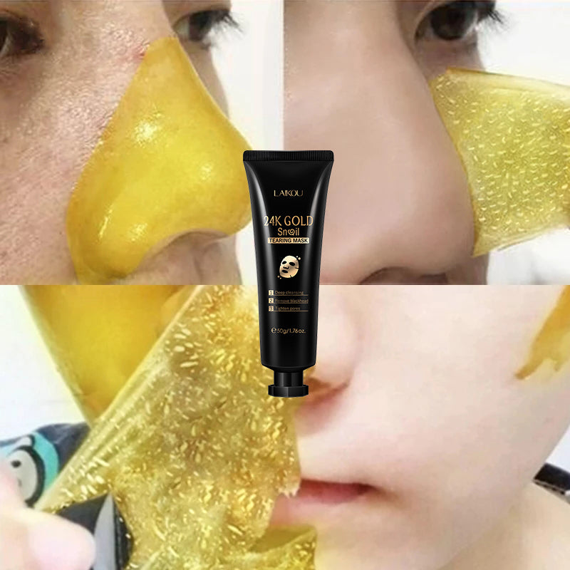 Gold Foil Snail Tear-Off Mask for Deep Hydrating Skin Care