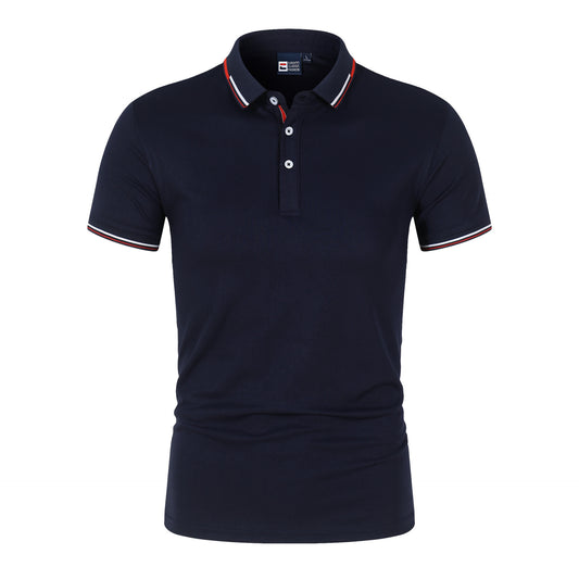 Buy Solid-Color Men’s Polo Shirt with Stand-Up Collar