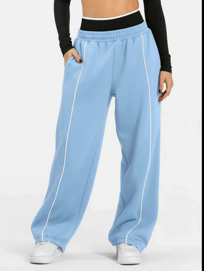 Black and White Wide-Leg Sweatpants Casual Streetwear Fit