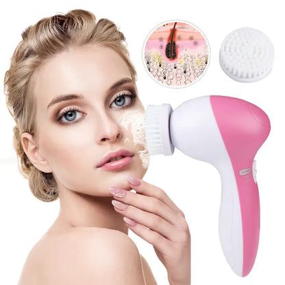 Waterproof Facial Cleansing Brush with 5 Heads for Women