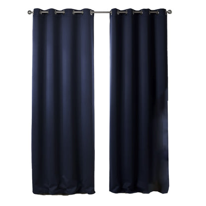 Buy Dark Blue Bedroom Blackout Fabric Printed Curtains for Style Room