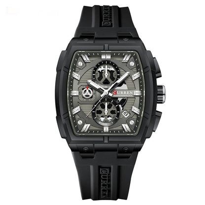 Kairun Waterproof Calendar Six-Hand Adhesive-Tape Mens Quartz Watch