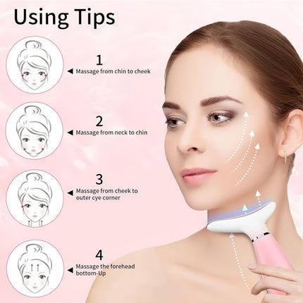 Pink Facial and Neck Massager Beauty Device for Anti-Aging
