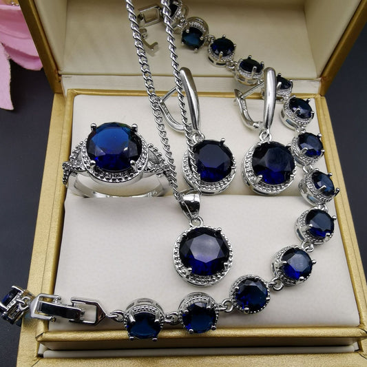 European And American Style Jewelry Round Diamond 4 PCs Set