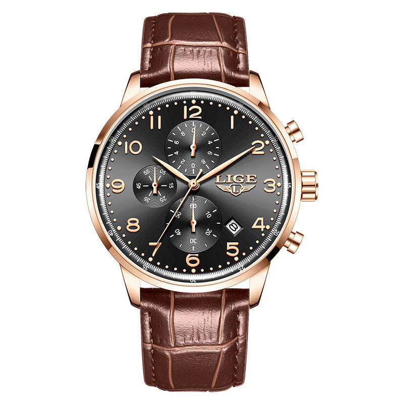 Multifunctional Calendar Leather Belt Men’s Mechanical Watch