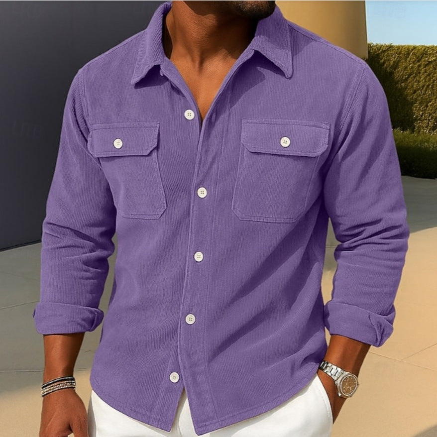 Men’s Loose-fit Corduroy Shirt-coat – Comfortable & Stylish