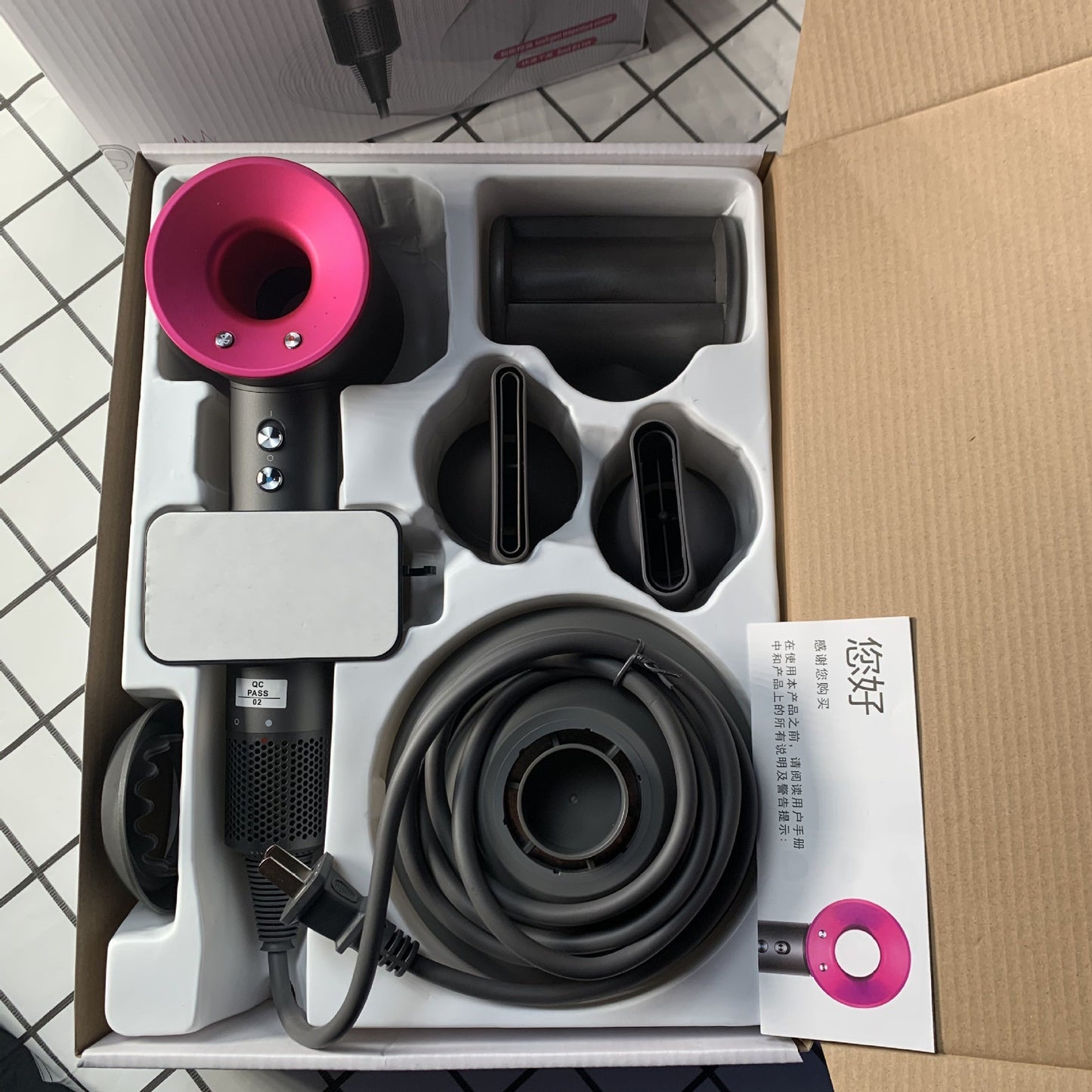 Professional Negative Ion Hair Dryer with Nozzle Attachments