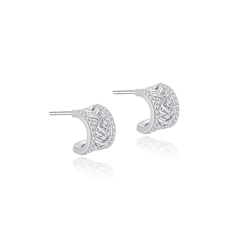 Buy Brocade-Weave Filigree Stud Earrings in S925 Silver