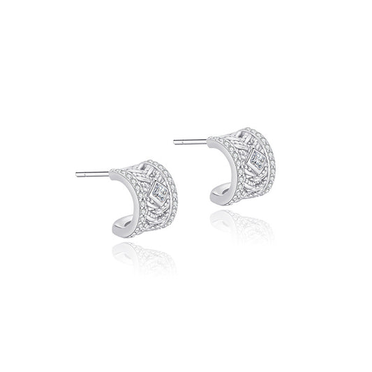 Buy Brocade-Weave Filigree Stud Earrings in S925 Silver