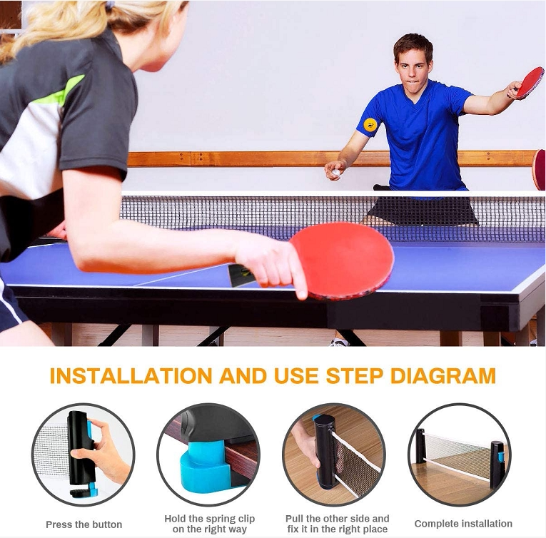 Table Tennis Racket Set with Net Stand for Family Fun Play