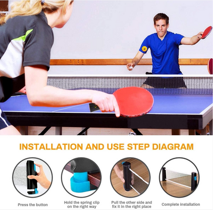 Table Tennis Racket Set with Net Stand for Family Fun Play