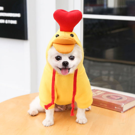 Two-Legged Hooded Dog Clothes Green Fleece Autumn Winter