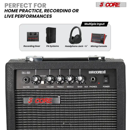 Buy 5 Core 20W Electric Guitar Amp Portable Mini Practice Amplifier