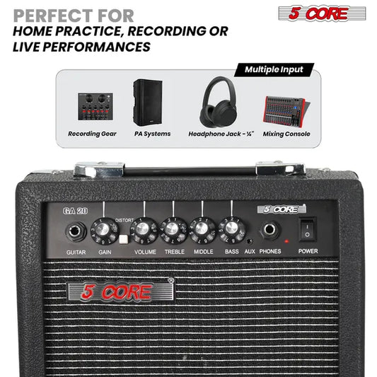 Buy 5 Core 20W Electric Guitar Amp Portable Mini Practice Amplifier