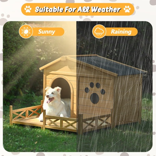 48 Wooden Dog House Outdoor Medium with Water-Resistant Roof