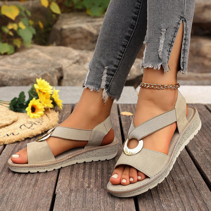 Women's Plus Size Fish Mouth Wedge Jute Sole Sandals