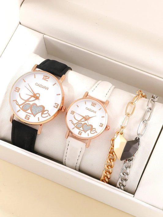 New Fashion Couple Watch Simple All-Match Heart Bracelet Set