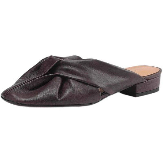 Soft Leather Low Heel Sandals for Women Comfort