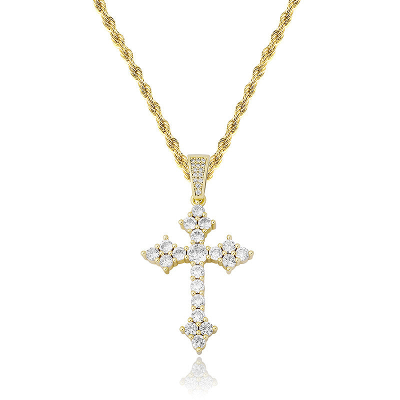 Buy Retro Cross Pendant with Full Zirconia Religious Necklace