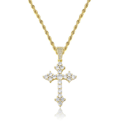 Buy Retro Cross Pendant with Full Zirconia Religious Necklace