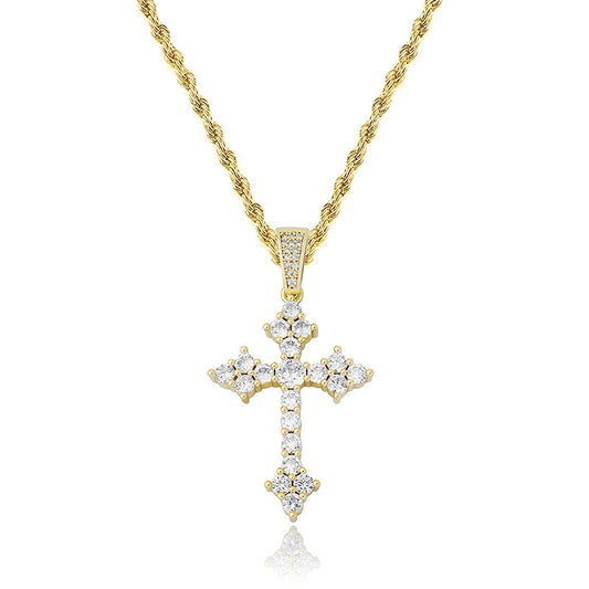 Buy Retro Cross Pendant with Full Zirconia Religious Necklace