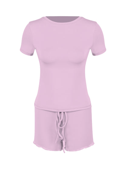 Buy Women’s Form-Fitting Short-Sleeve Set with Classic Crew Neck