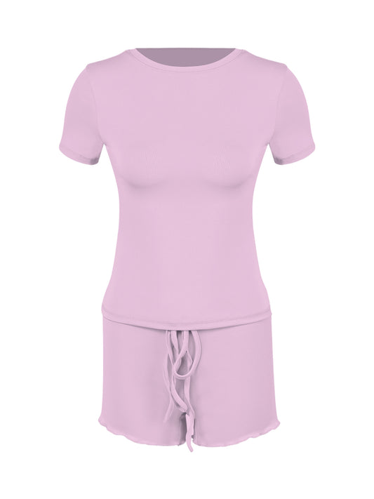 Buy Women’s Form-Fitting Short-Sleeve Set with Classic Crew Neck