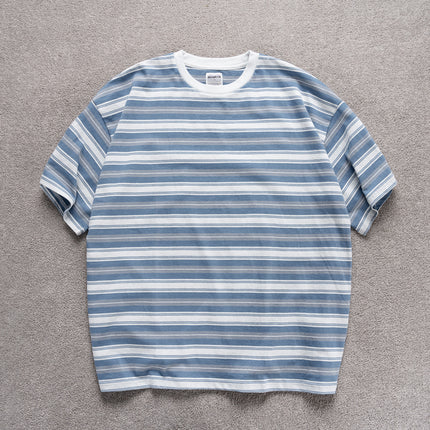 Candy-colored Pinstripe T-shirt – Loose-fitting Short-sleeve