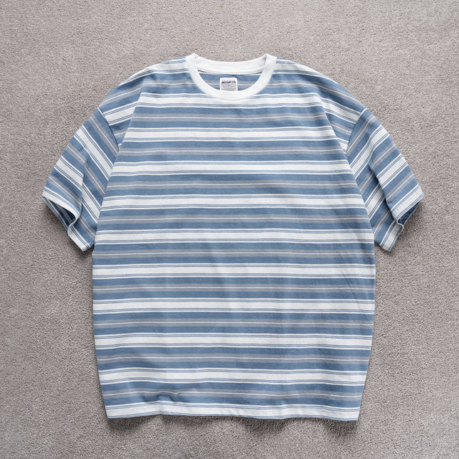 Candy-colored Pinstripe T-shirt – Loose-fitting Short-sleeve