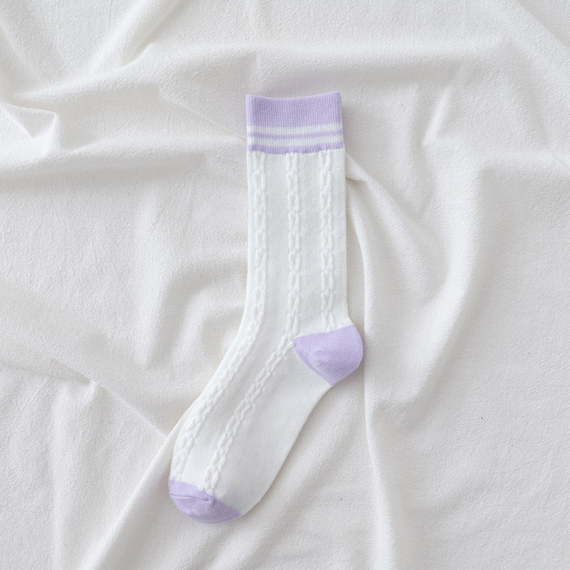 Stylish Purple Toned Women's Mid-Calf Socks Lightweight